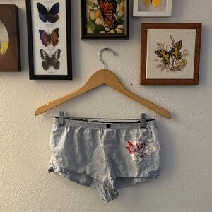 LEI VINTAGE Y2K 90S SLEEP SHORTS BLUE AND WHITE STRIPED